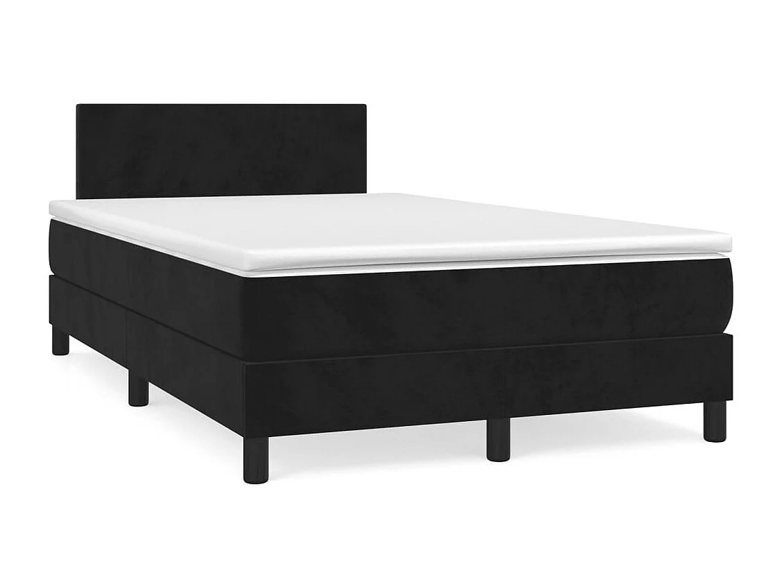 Sommier à lattes de lit et matelas LED noir 120x190 velours