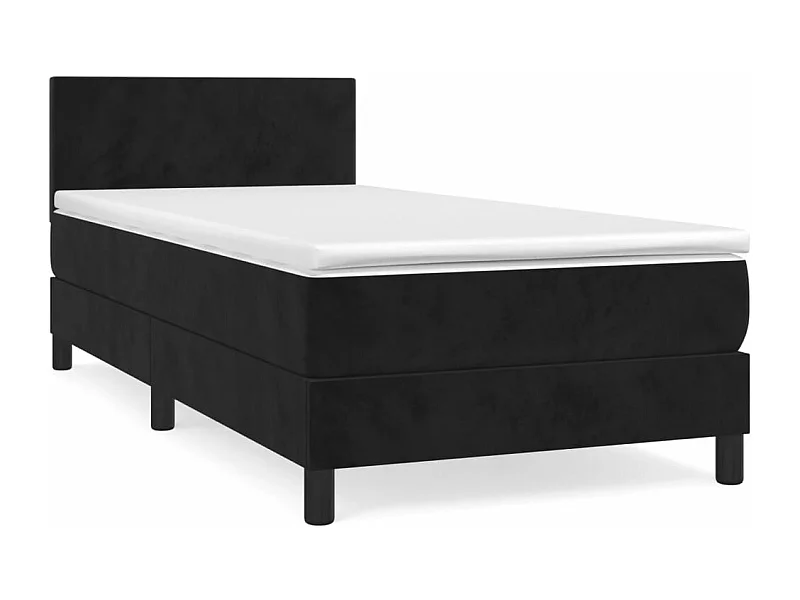 Sommier à lattes de lit avec matelas Noir 90x190 Velours