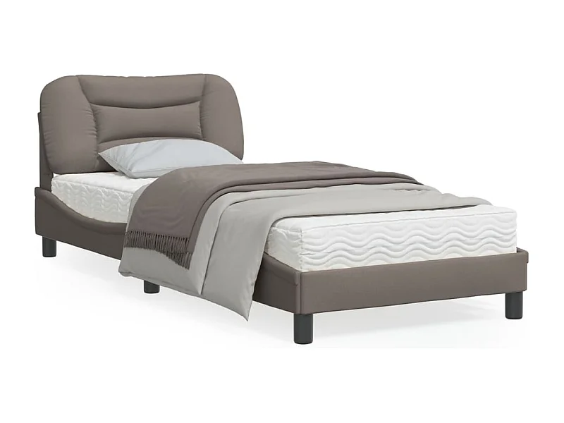 Cadre de lit avec tête de lit Taupe 80x200 Tissu