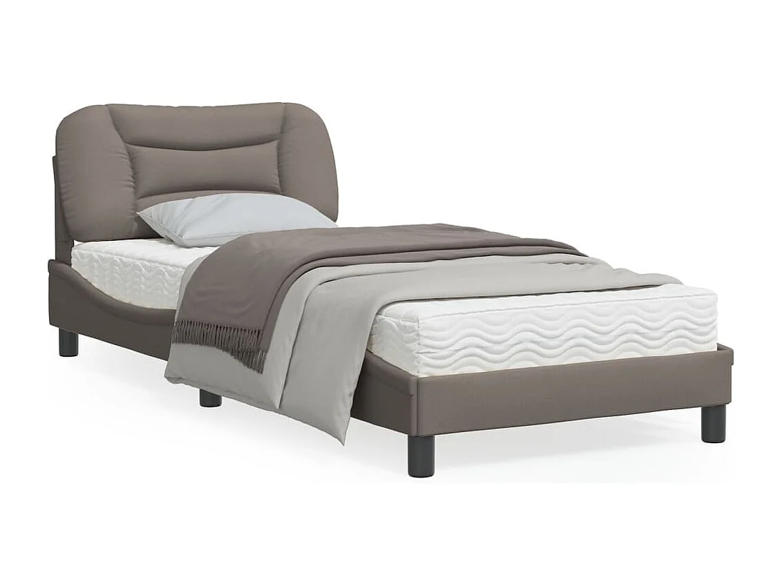 Cadre de lit avec tête de lit Taupe 80x200 Tissu