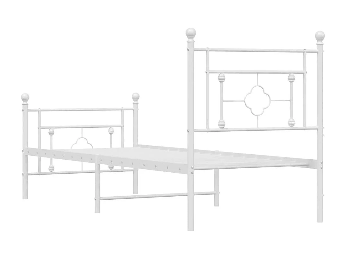 Cadre de lit métal avec tête de lit-pied de lit blanc 80x200