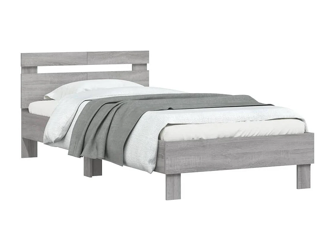 Cadre de lit avec tête de lit sonoma gris 100x200