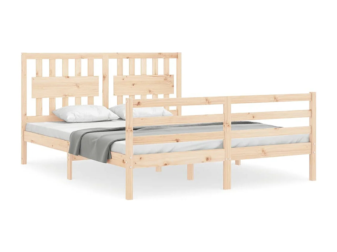Cadre de lit avec tête de lit 160x200 bois massif