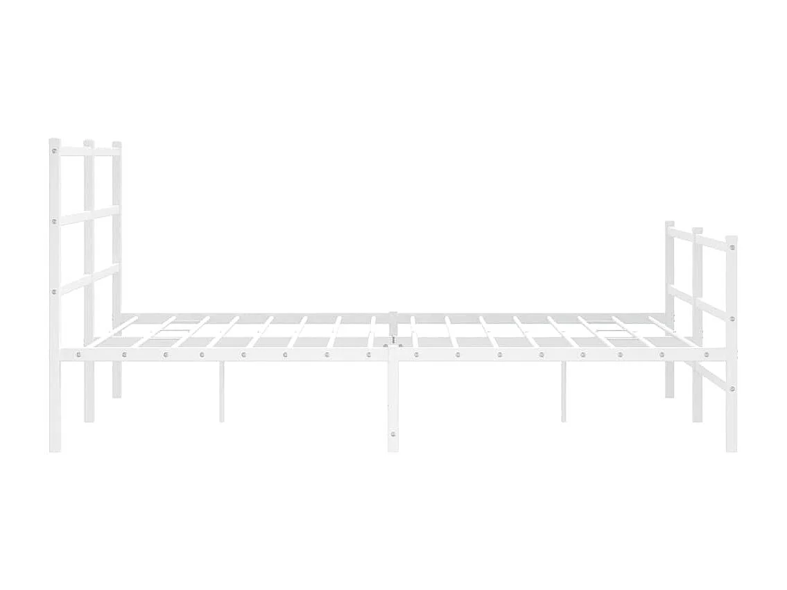 Cadre de lit métal avec tête de lit-pied de lit blanc 150x200