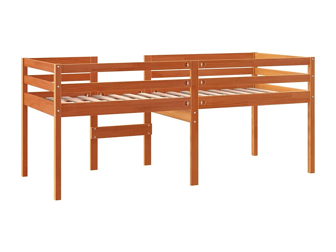 Lit haut marron 80x200 bois de pin massif