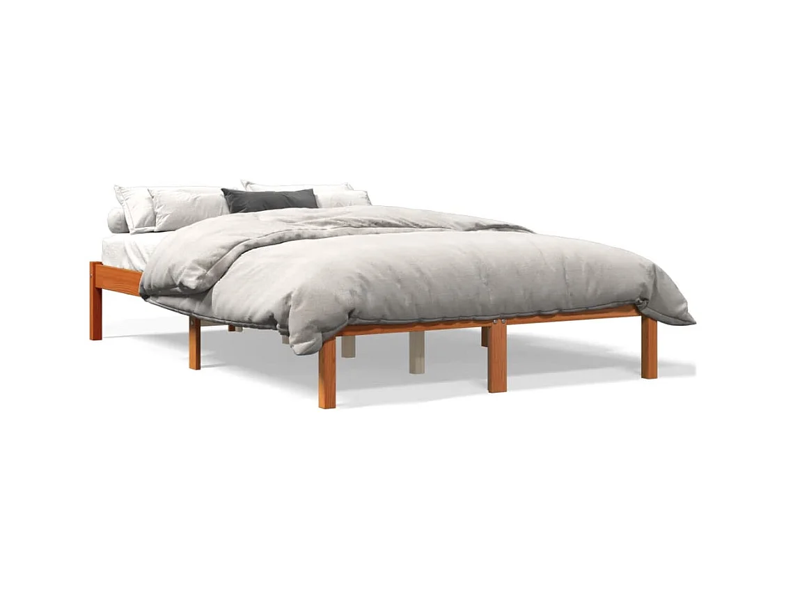 Cadre de lit marron 140x190 bois de pin massif