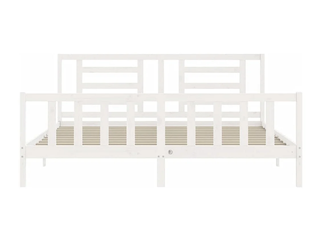 Cadre de lit avec tête de lit blanc 200x200 bois massif