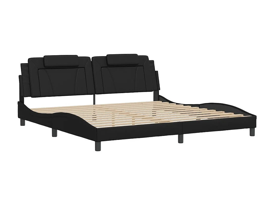 Cadre de lit avec tête de lit Noir 200x200 Similicuir