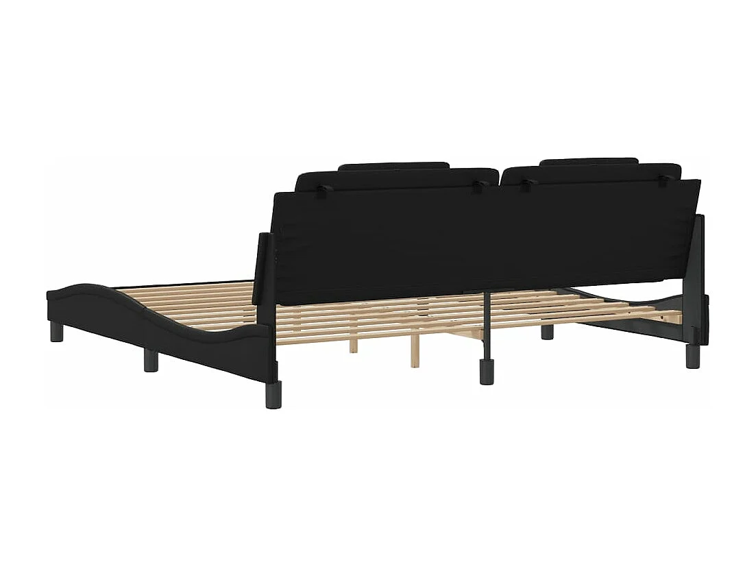 Cadre de lit avec tête de lit Noir 200x200 Similicuir