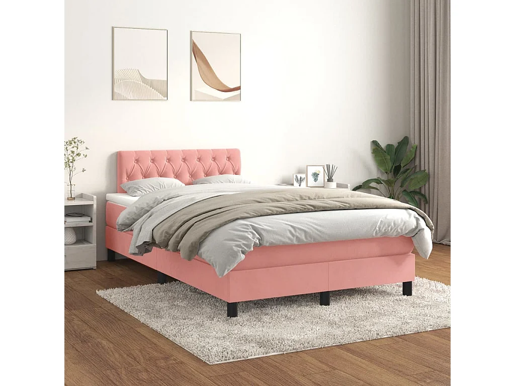 Sommier à lattes de lit avec matelas Rose 120x200 Velours