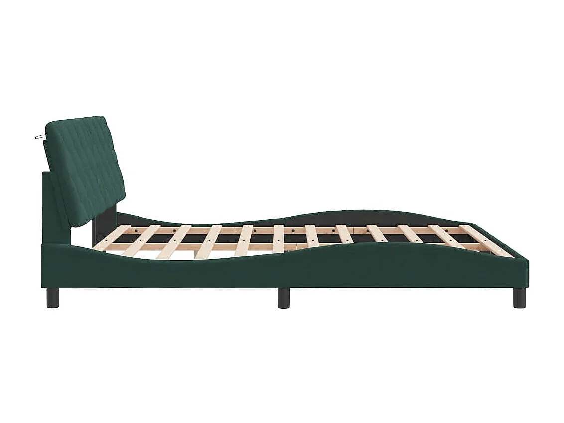 Cadre de lit avec tête de lit Vert foncé 180x200 Velours