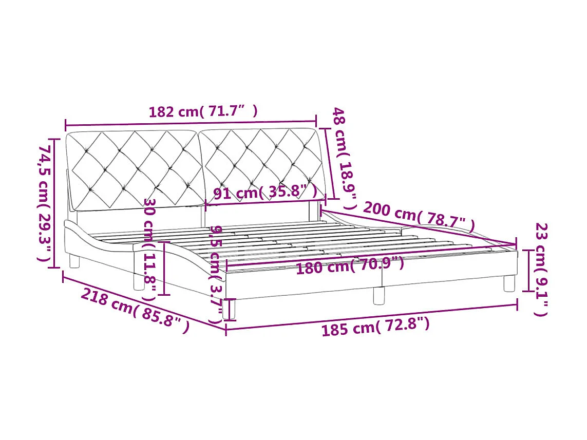 Cadre de lit avec tête de lit Vert foncé 180x200 Velours