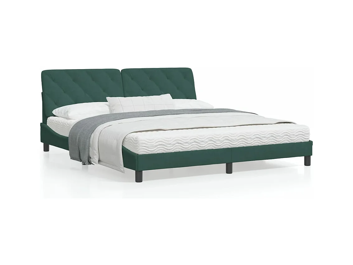 Cadre de lit avec tête de lit Vert foncé 180x200 Velours