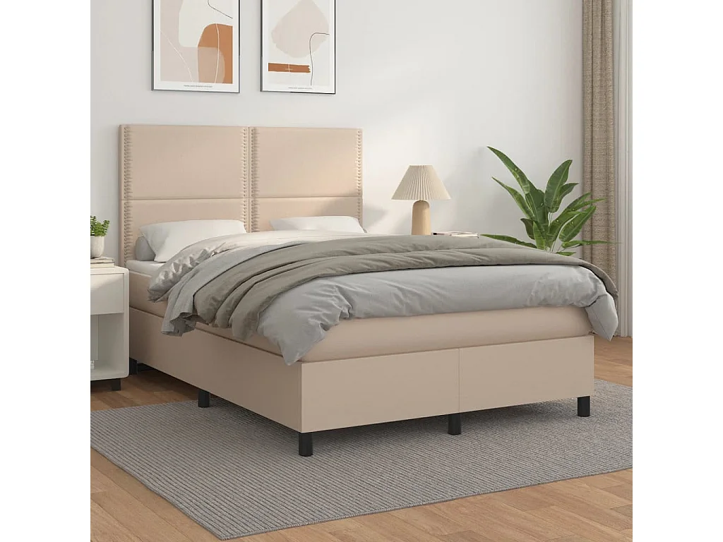 Sommier à lattes de lit avec matelas Cappuccino 140x190