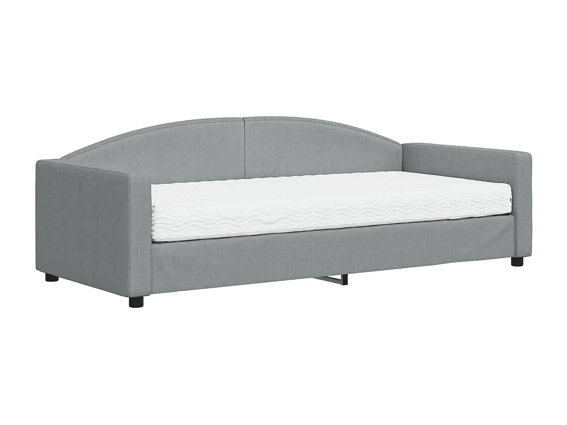 Lit de jour avec matelas gris clair 90x200 tissu
