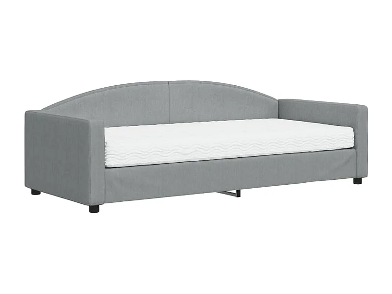 Lit de jour avec matelas gris clair 90x200 tissu