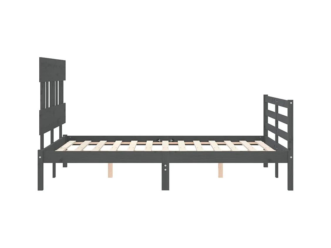 Cadre de lit avec tête de lit gris 140x190 bois massif