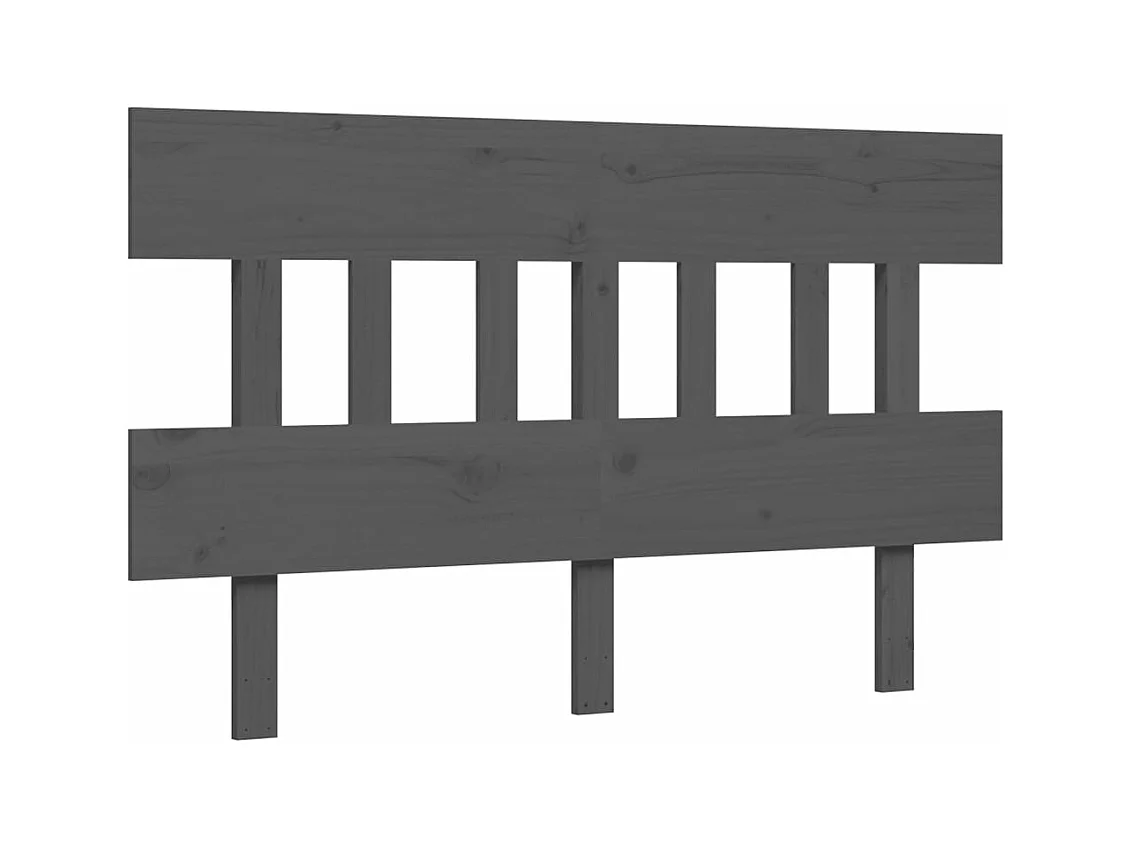 Cadre de lit avec tête de lit gris 140x190 bois massif