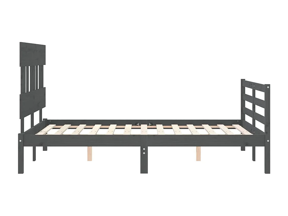 Cadre de lit avec tête de lit gris 140x190 bois massif