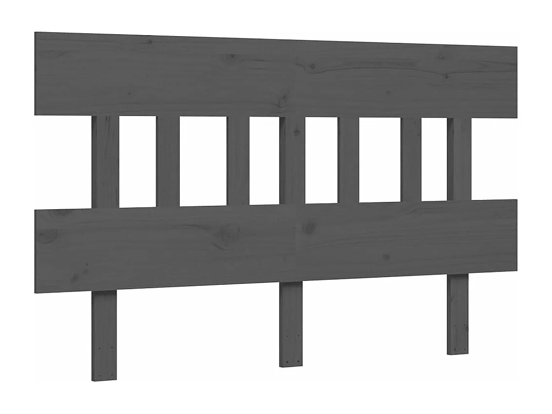 Cadre de lit avec tête de lit gris 140x190 bois massif