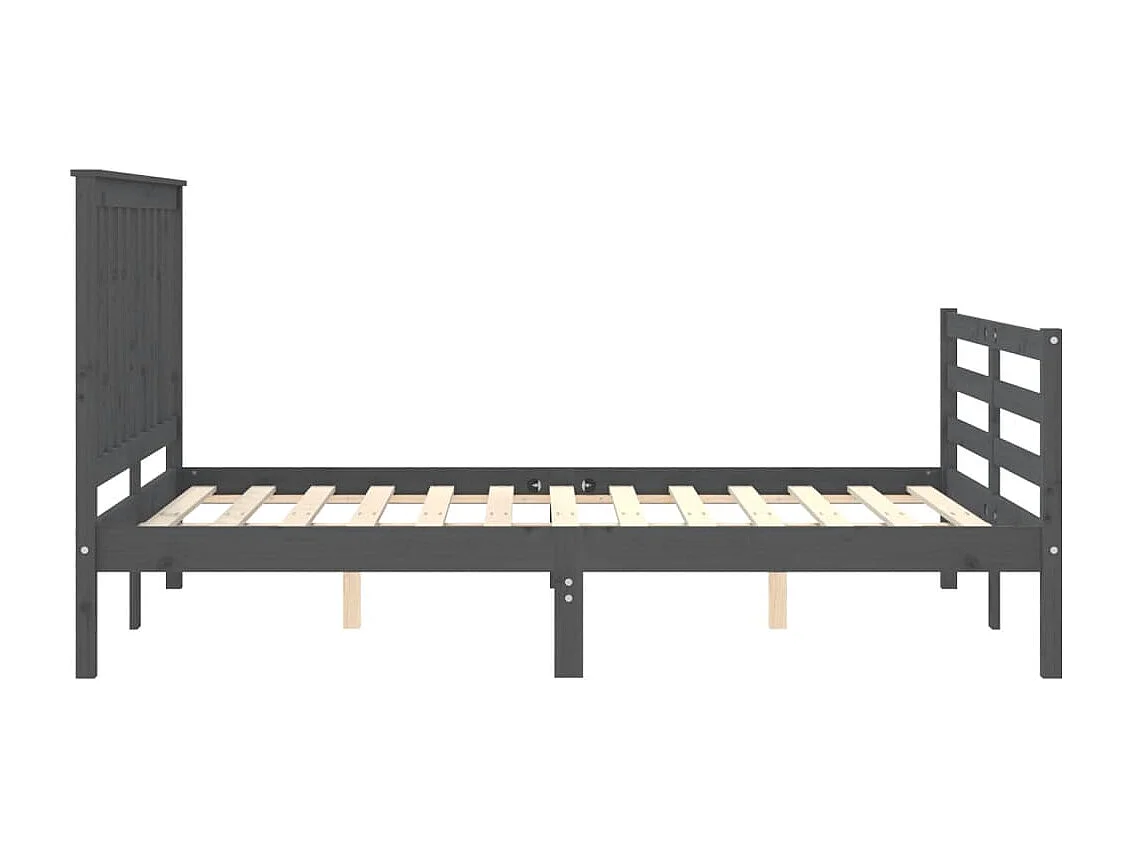 Cadre de lit avec tête de lit gris 140x190 bois massif