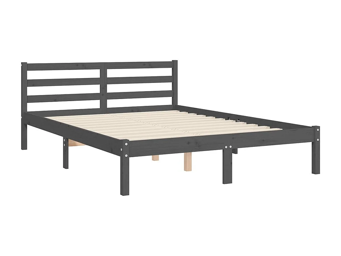 Cadre de lit avec tête de lit gris 140x190 bois massif