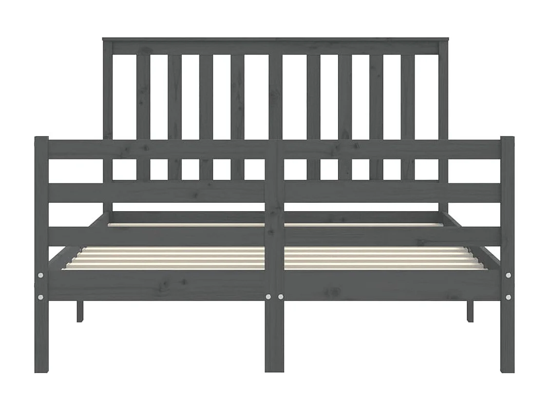 Cadre de lit avec tête de lit gris 140x190 bois massif