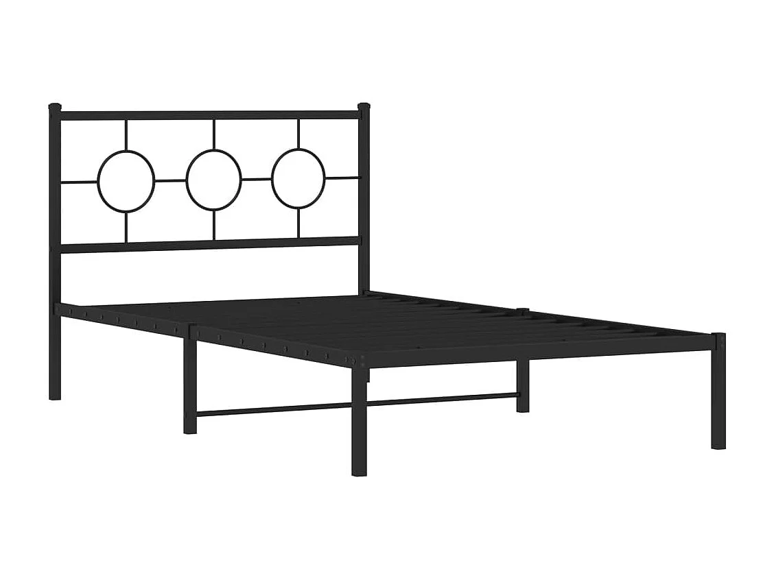 Cadre de lit métal avec tête de lit noir 107x203