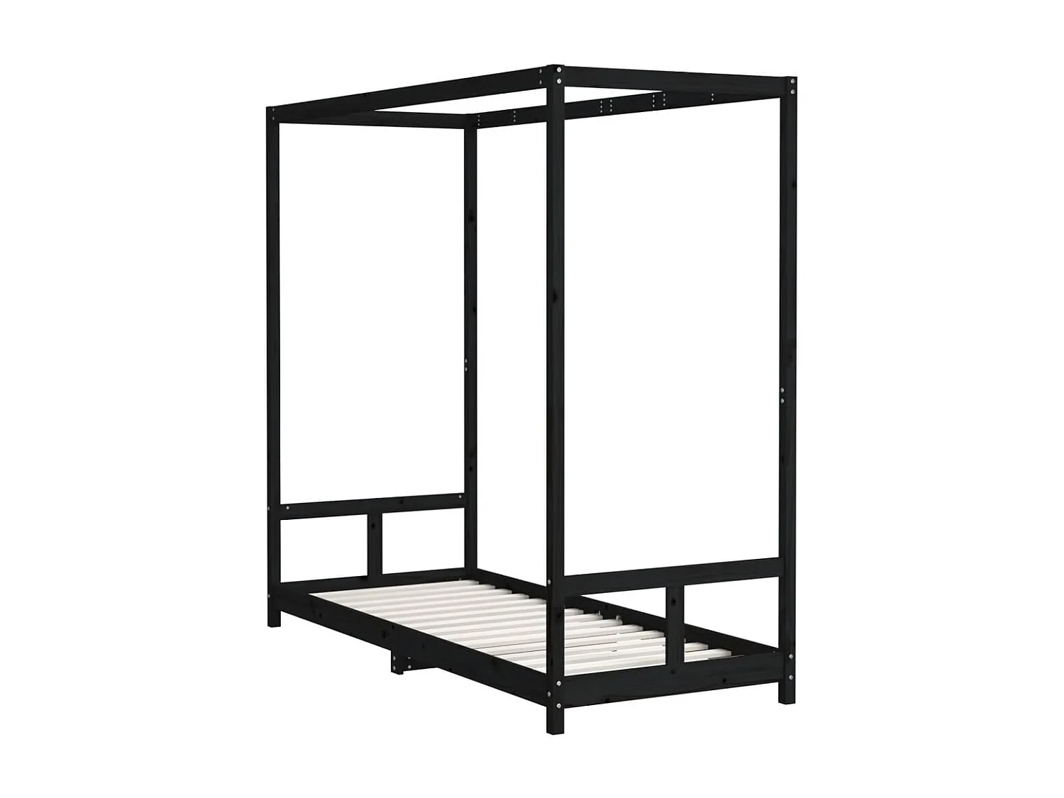 Cadre de lit pour enfants noir 80x200 bois de pin massif