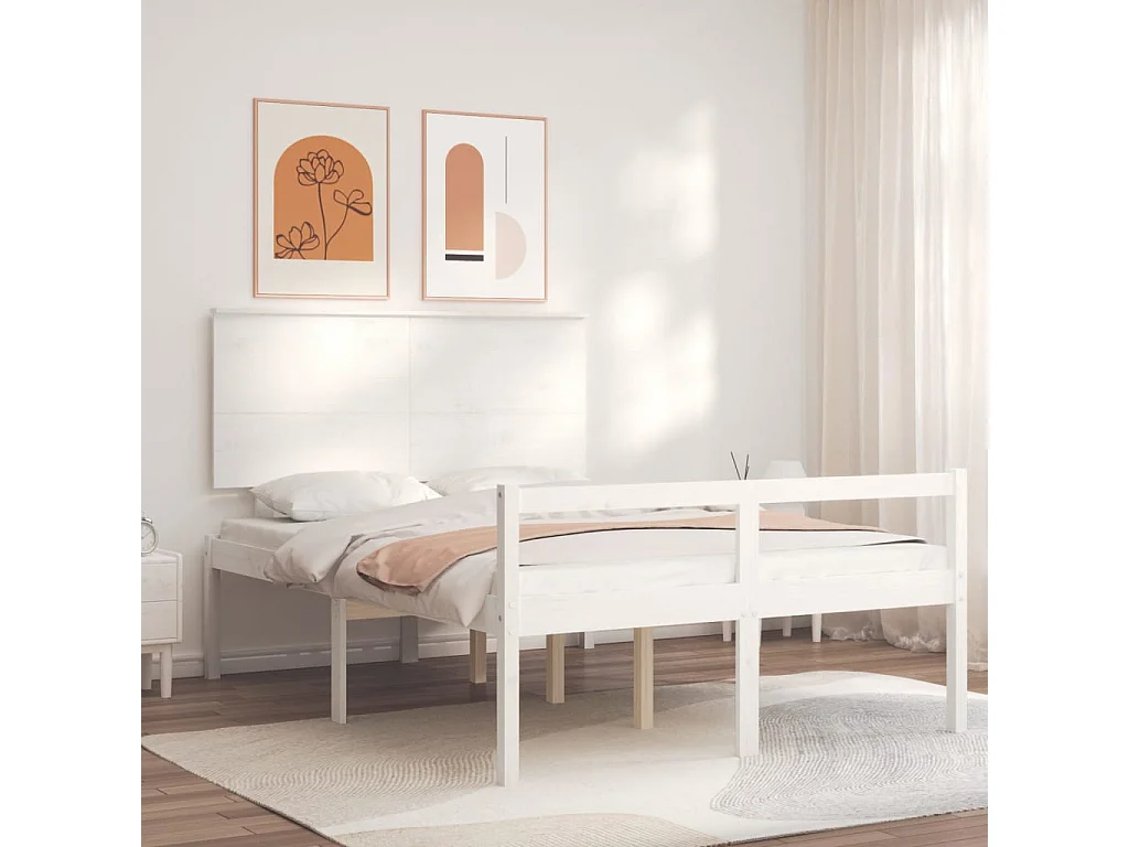 Lit pour personne âgée et tête de lit 140x200 bois massif