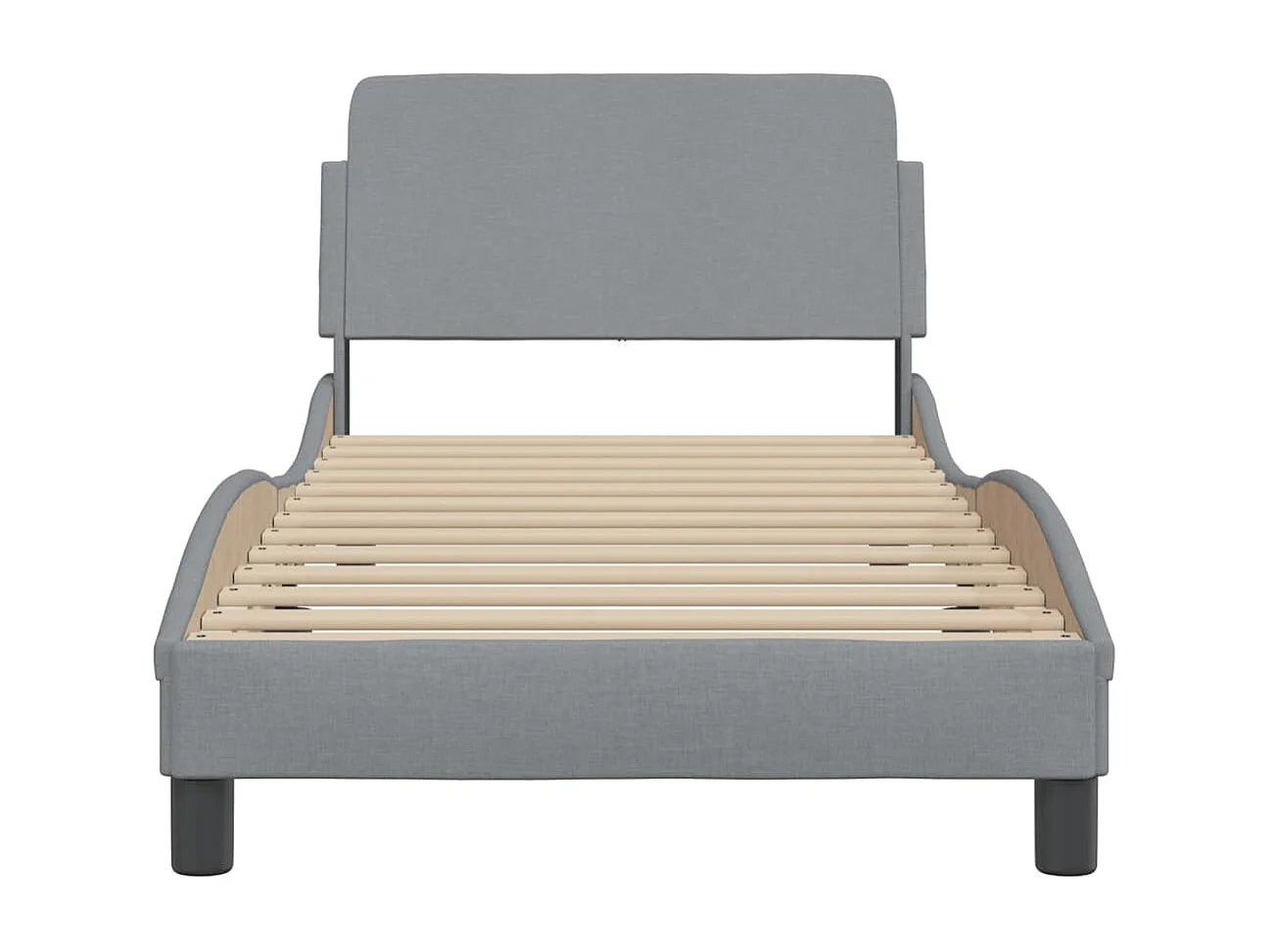 Bedframe met hoofdbord stof lichtgrijs 90x190 cm