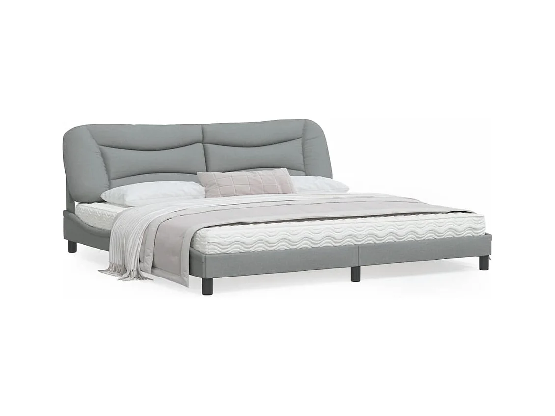 Cadre de lit avec tête de lit Gris clair 200x200 Tissu