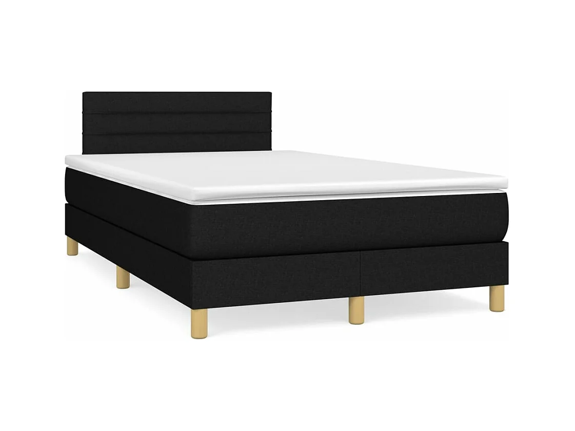 Sommier à lattes de lit avec matelas noir 120x190 tissu