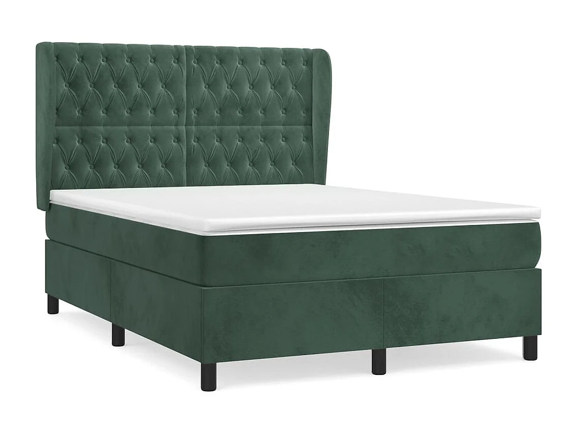 Sommier à lattes de lit et matelas Vert foncé 140x190 Velours