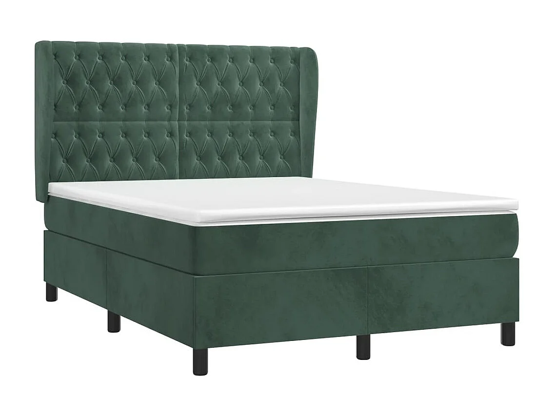 Sommier à lattes de lit et matelas Vert foncé 140x190 Velours