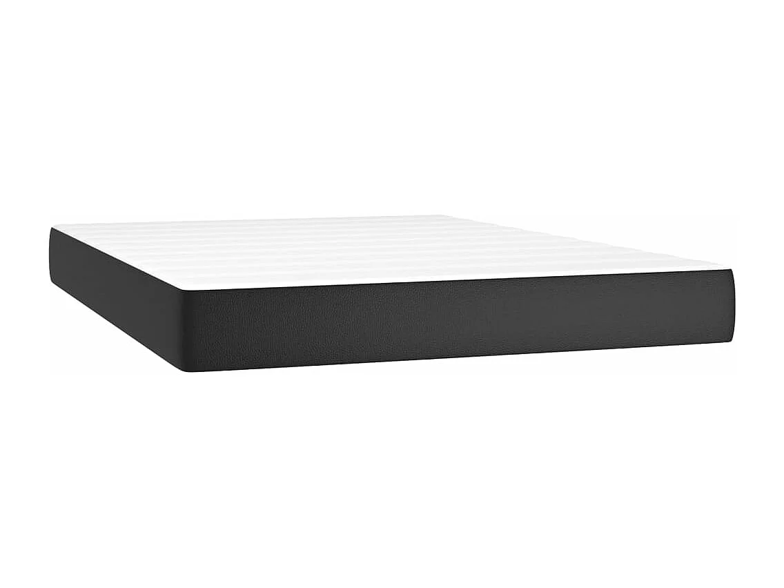 Sommier à lattes de lit matelas LED Noir 140x200 Similicuir