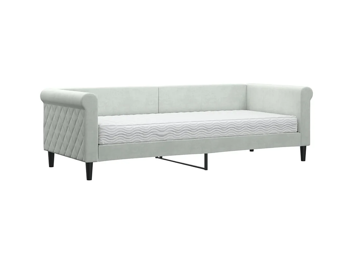 Lit de jour avec matelas gris clair 80x200 velours