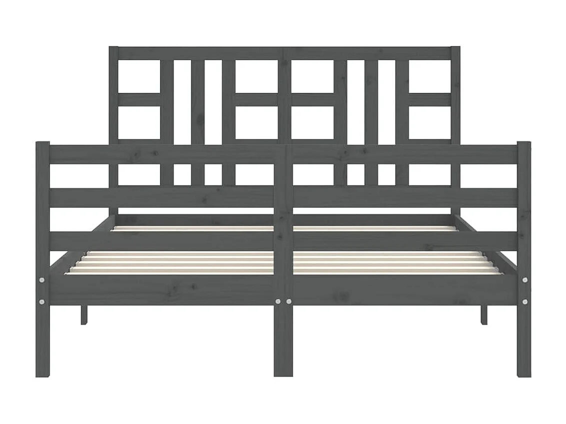 Cadre de lit avec tête de lit gris 140x190 bois massif