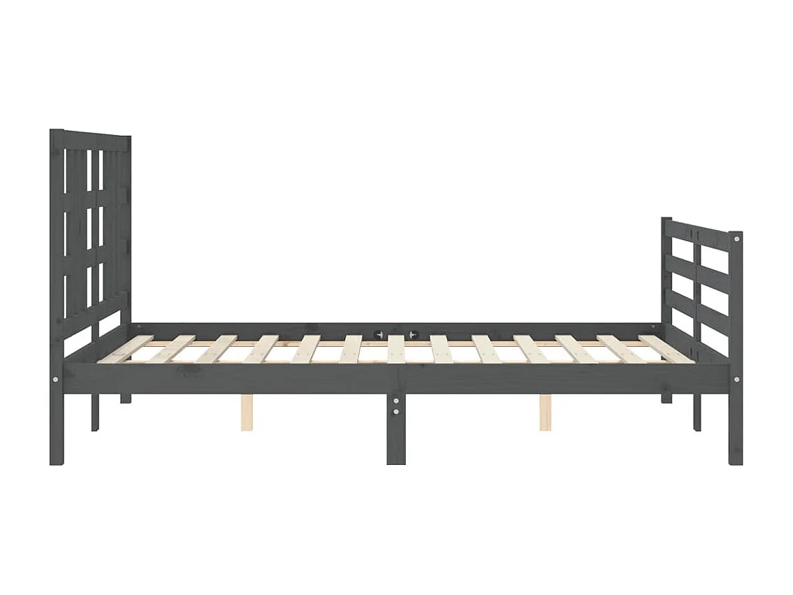 Cadre de lit avec tête de lit gris 140x190 bois massif
