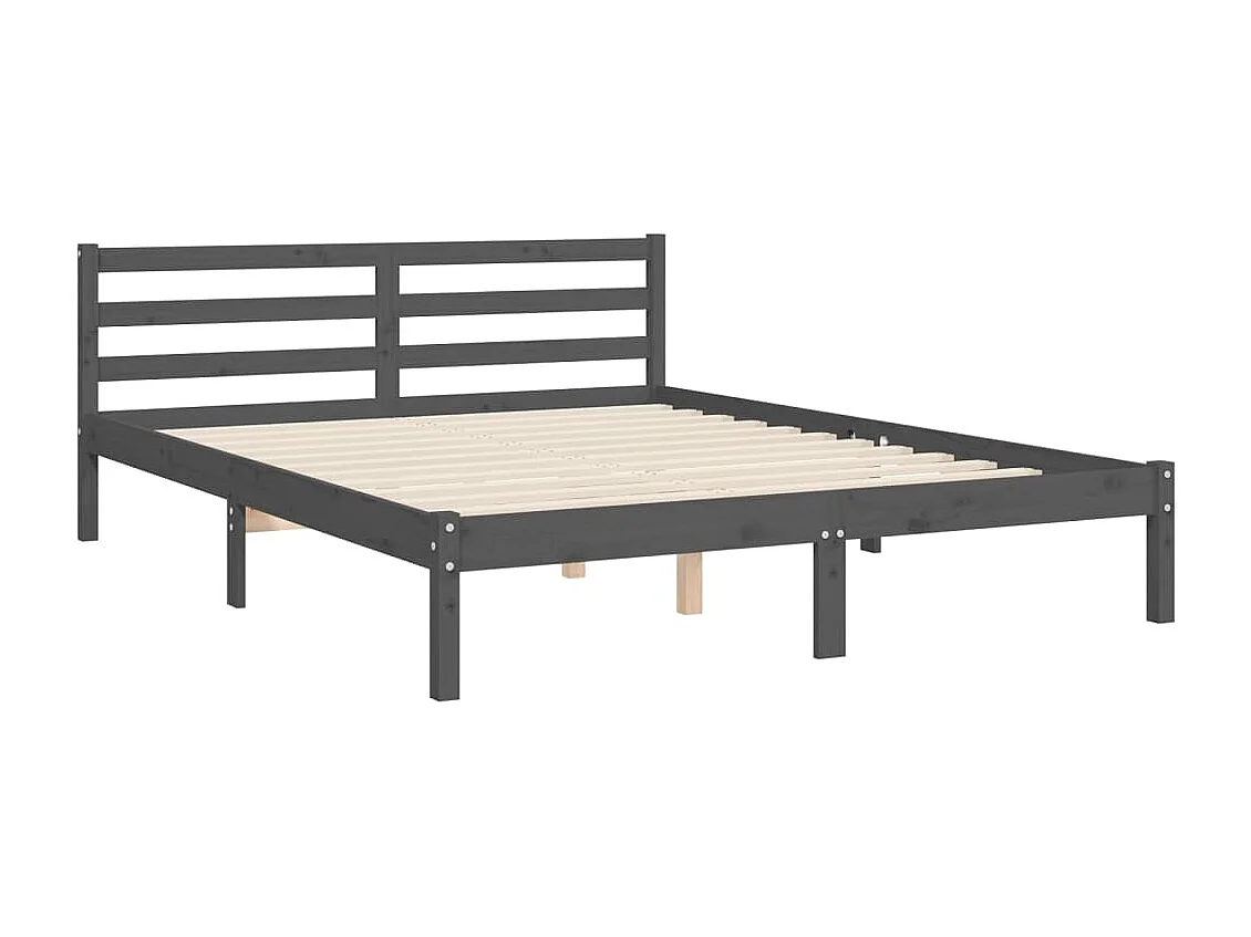 Cadre de lit avec tête de lit gris 140x190 bois massif