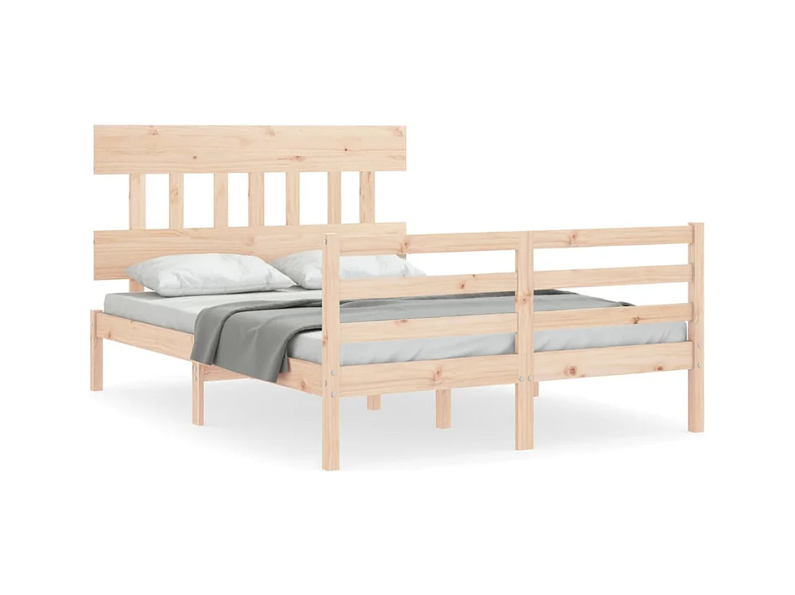 Cadre de lit avec tête de lit 140x190 bois massif