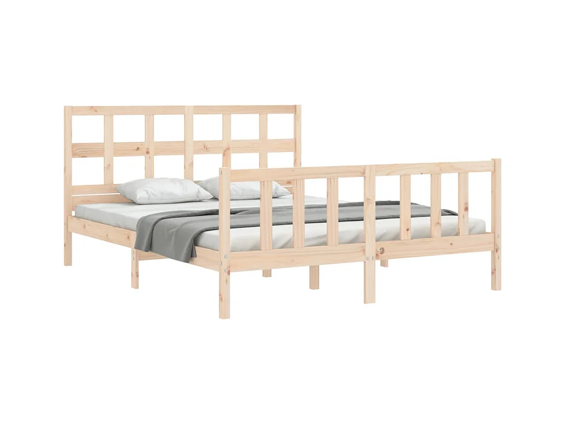 Cadre de lit avec tête de lit 160x200 bois massif
