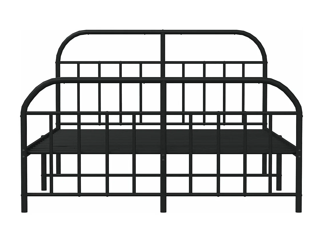 Cadre de lit métal avec tête de lit-pied de lit noir 135x190
