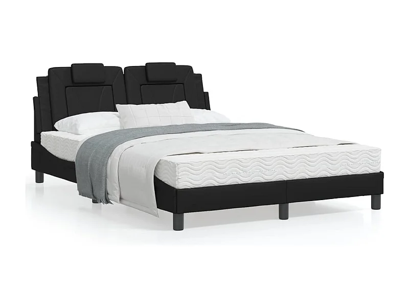 Lit avec matelas noir 120x200 similicuir