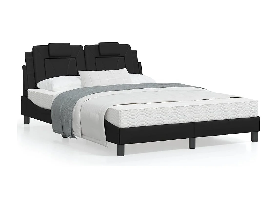 Lit avec matelas noir 120x200 similicuir