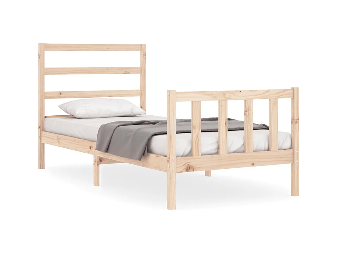 Cadre de lit avec tête de lit 90x200 bois massif