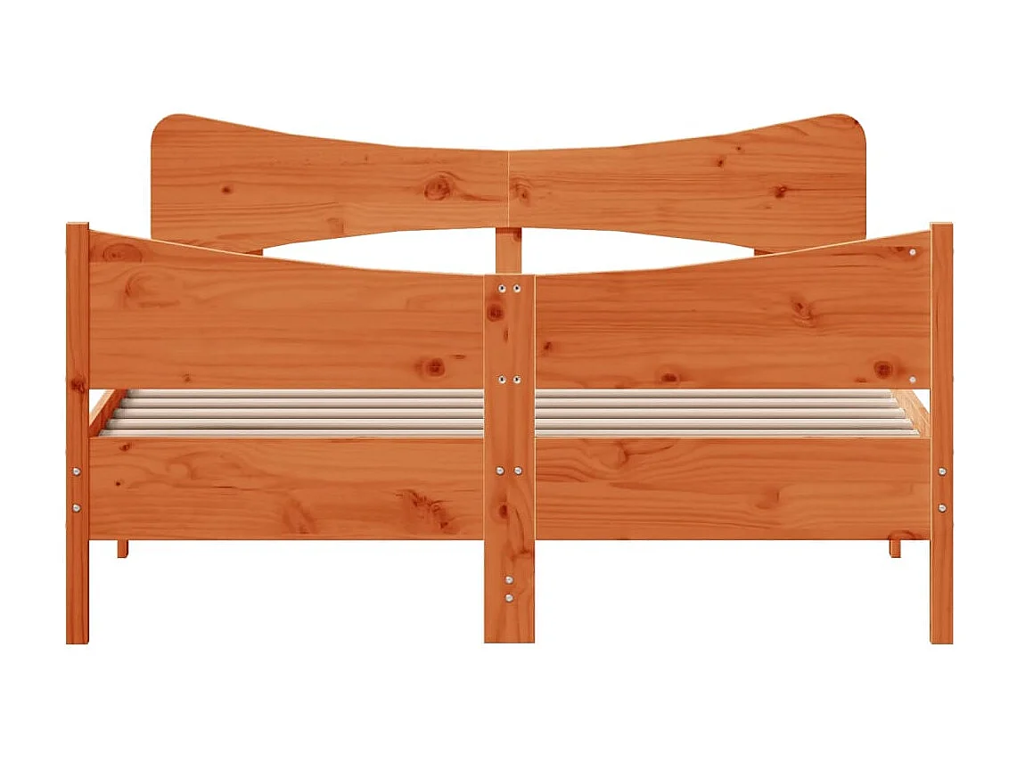 Cadre de lit et tête de lit marron 140x200 bois de pin