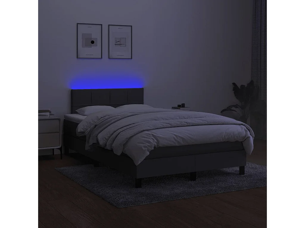 Sommier à lattes de lit matelas LED gris foncé 120x190 tissu