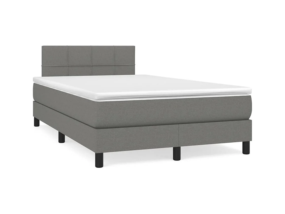 Sommier à lattes de lit matelas LED gris foncé 120x190 tissu