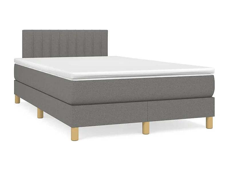 Sommier à lattes de lit avec matelas gris foncé 120x190 tissu
